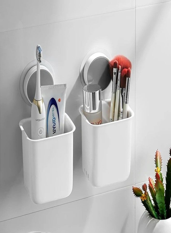 Kitchwell 2PCS Plastic Wall Mounted Self Adhesive Toothbrush Holder/Toothbrush Holders for Bathrrom/Toothbrush Holders/Brush Holder, Toothpaste, Shaver, Razor & Make up Brush - Image 1